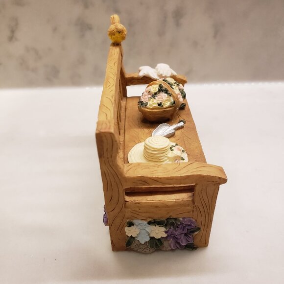 1995 Deziness Hand Painted Flower Garden Bench Jewelry Box - Picture 3 of 9